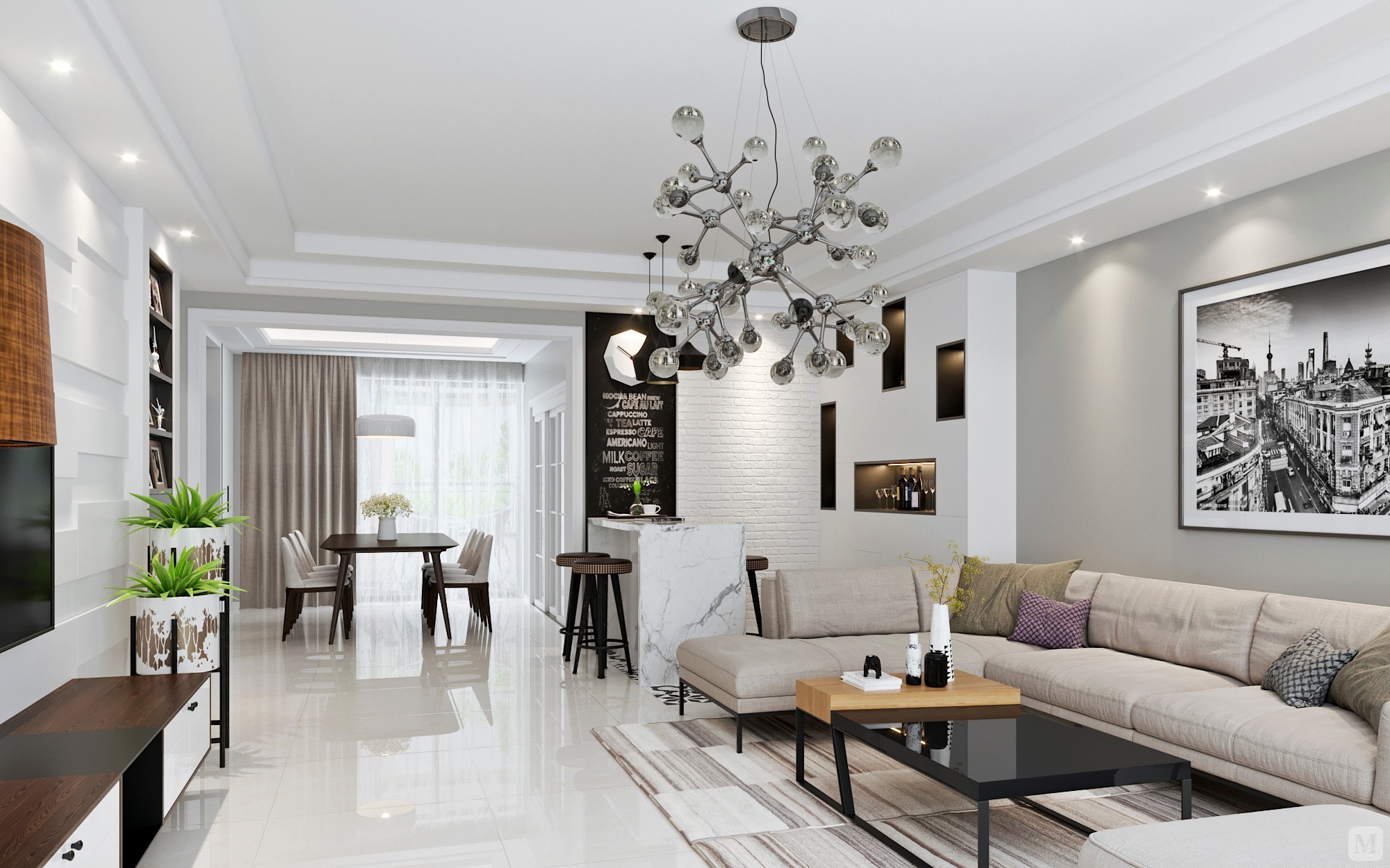 简约客厅背景墙装修效果图