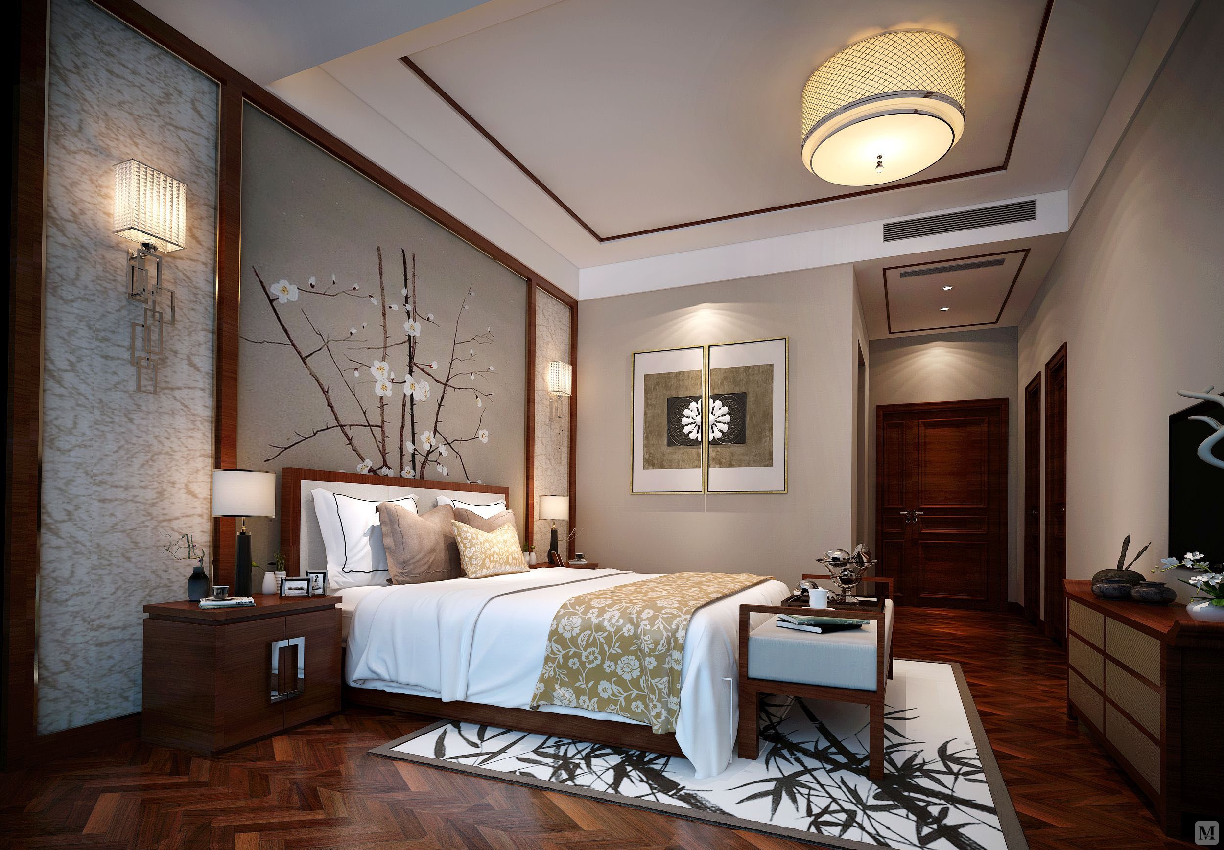 中式古典风格设计是在室内布置,线形 色调 及家具 陈设的造型 等方面