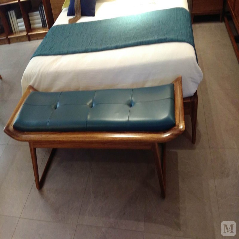 欧卡 床尾凳 美式全实木床尾凳 v