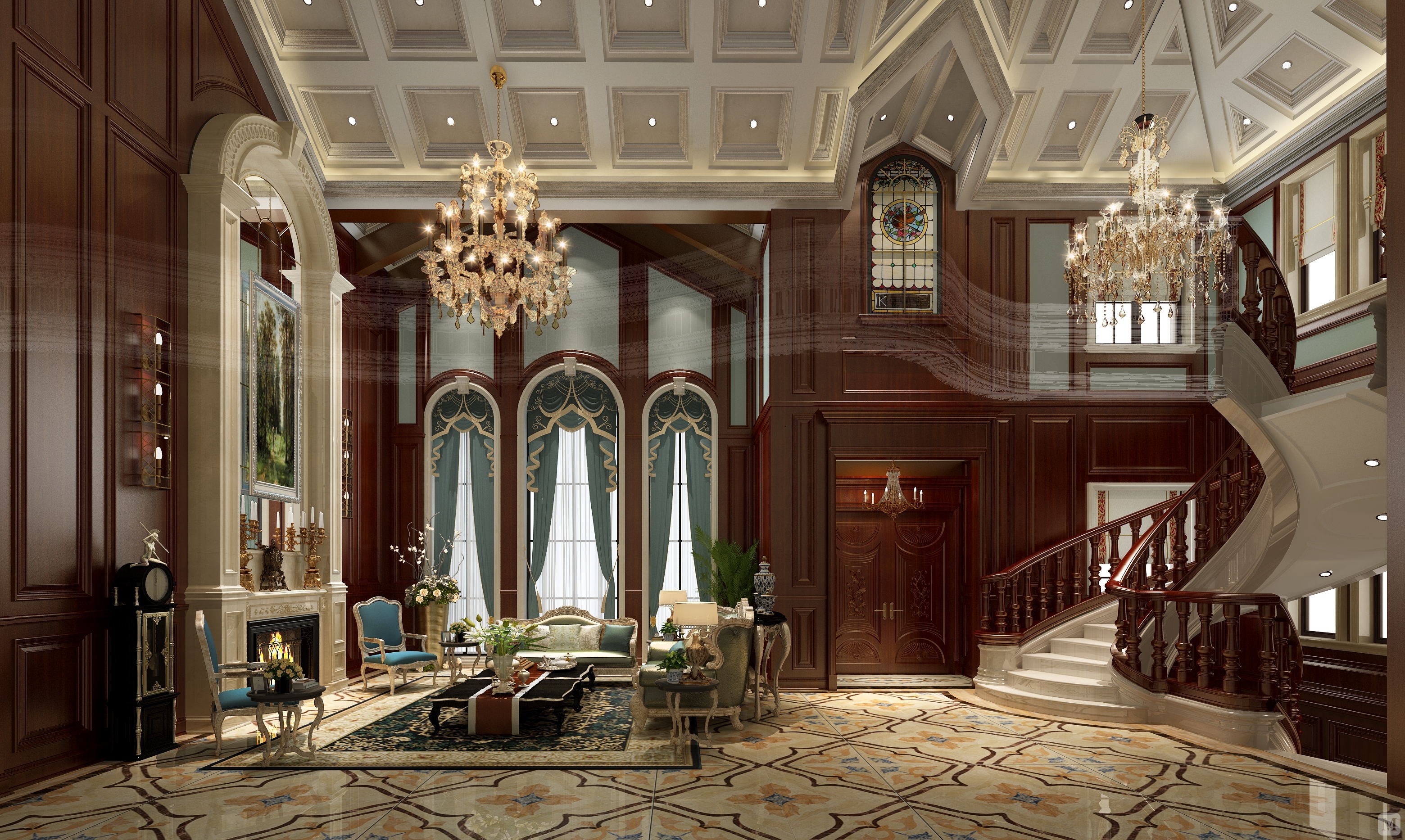 新古典客厅窗帘装修效果图