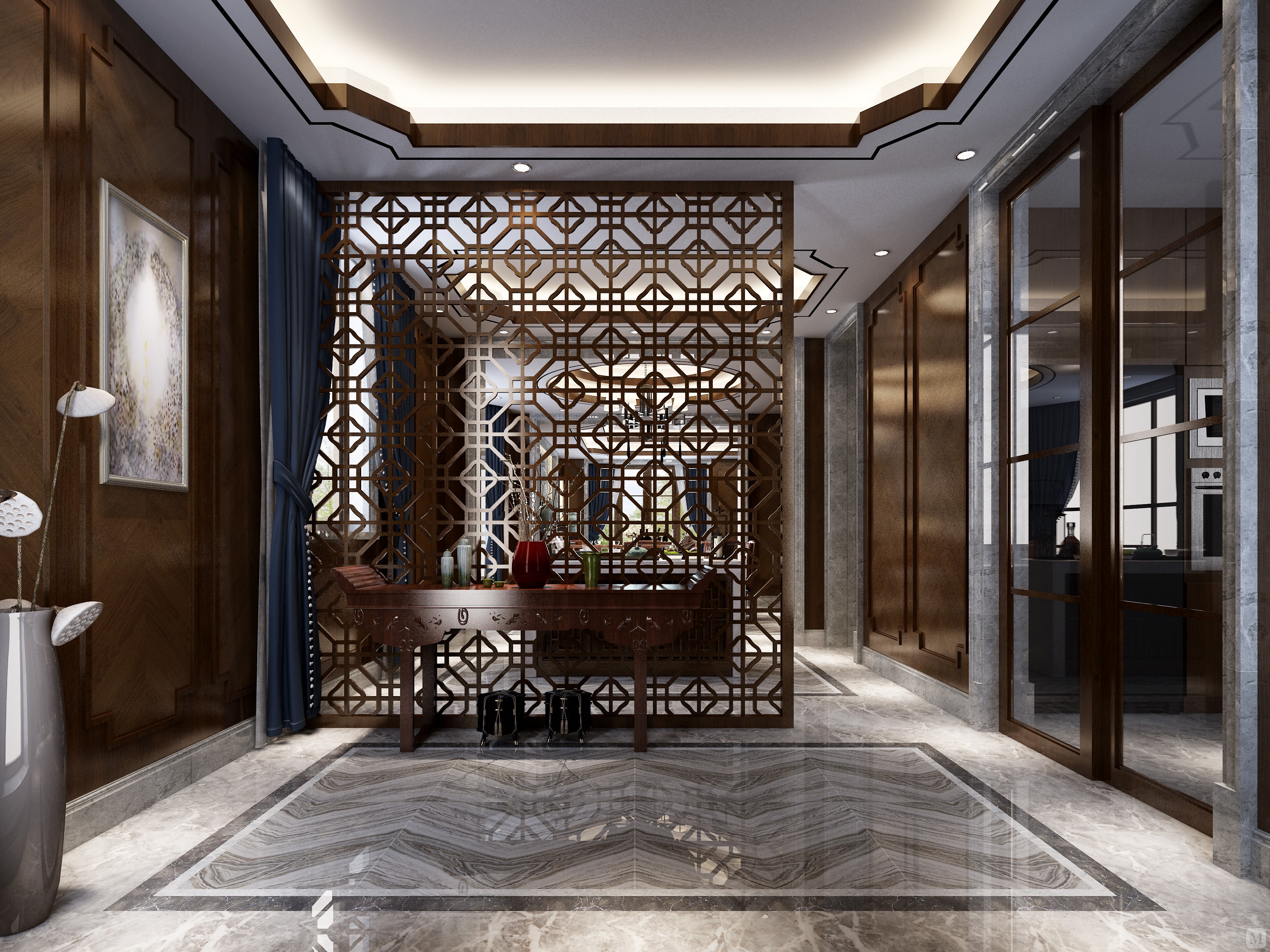 中式玄关装修效果图