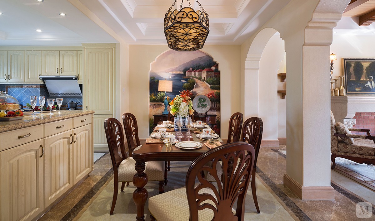 美式餐厅背景墙装修效果图