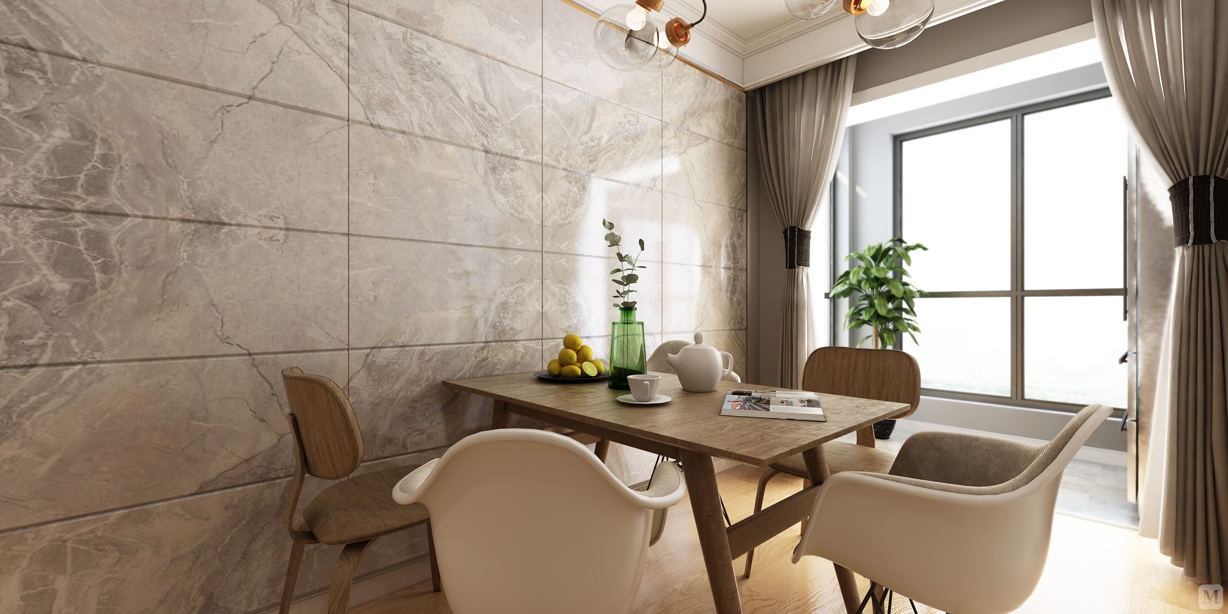 简约餐厅背景墙装修效果图