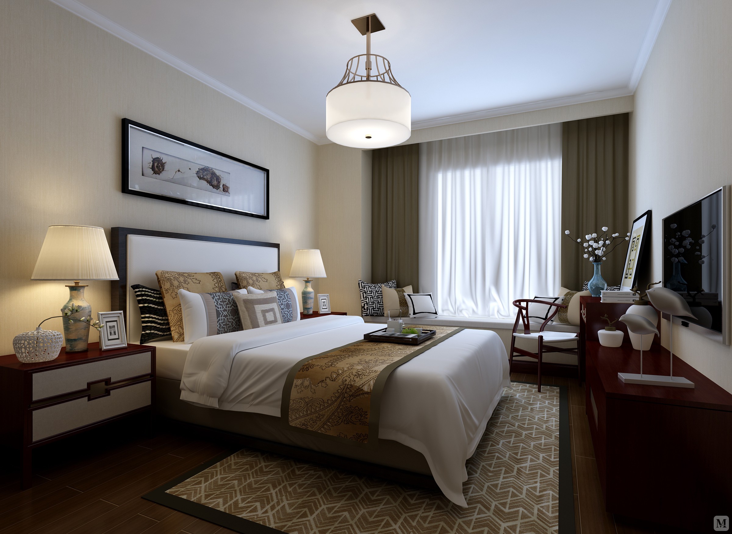 中式卧室装修效果图 庄重而优雅