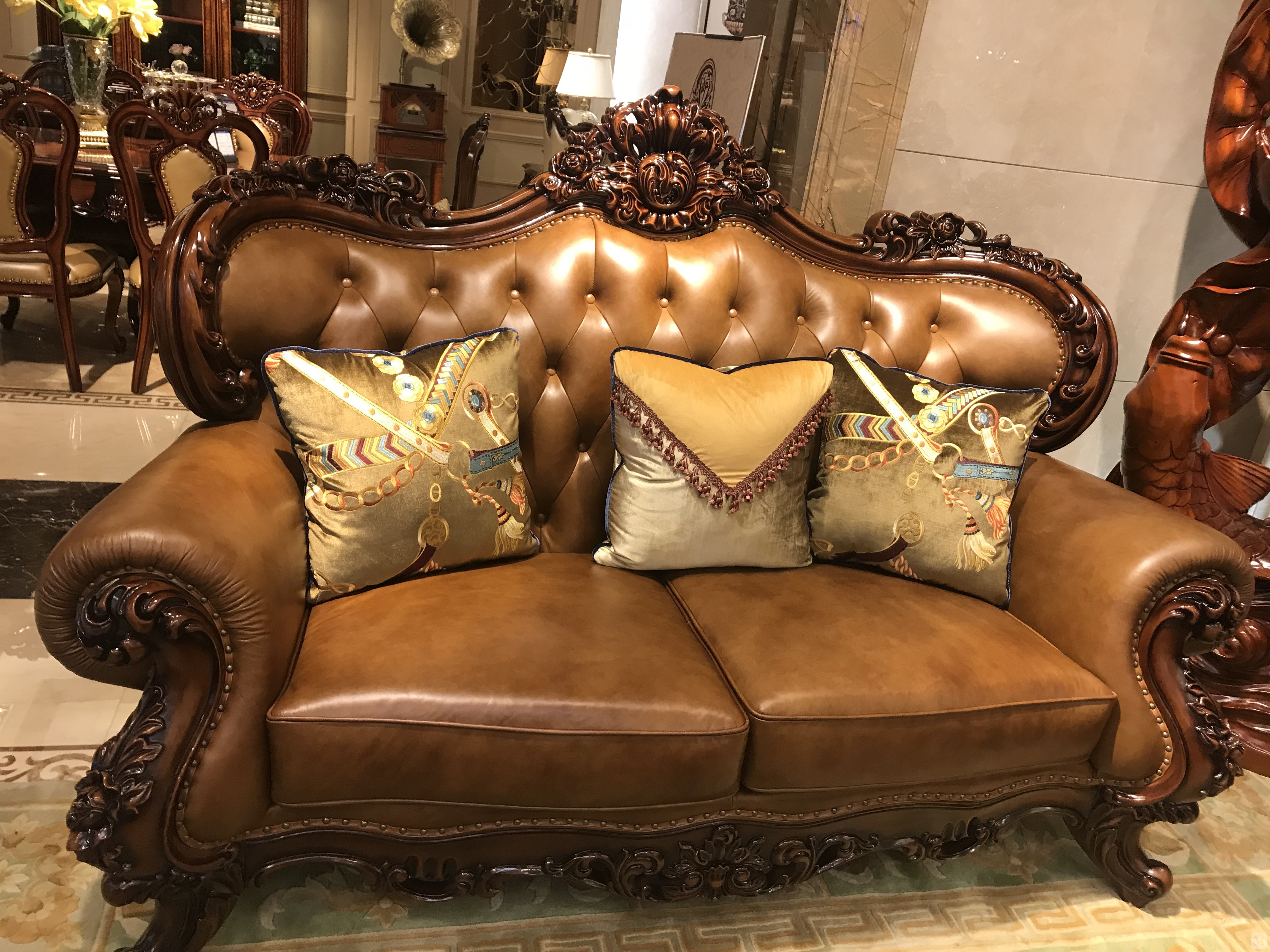 雅柏 双人位沙发 高端实木欧式家具