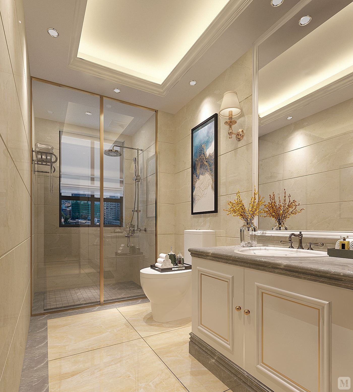 简欧卫生间储物柜装修效果图