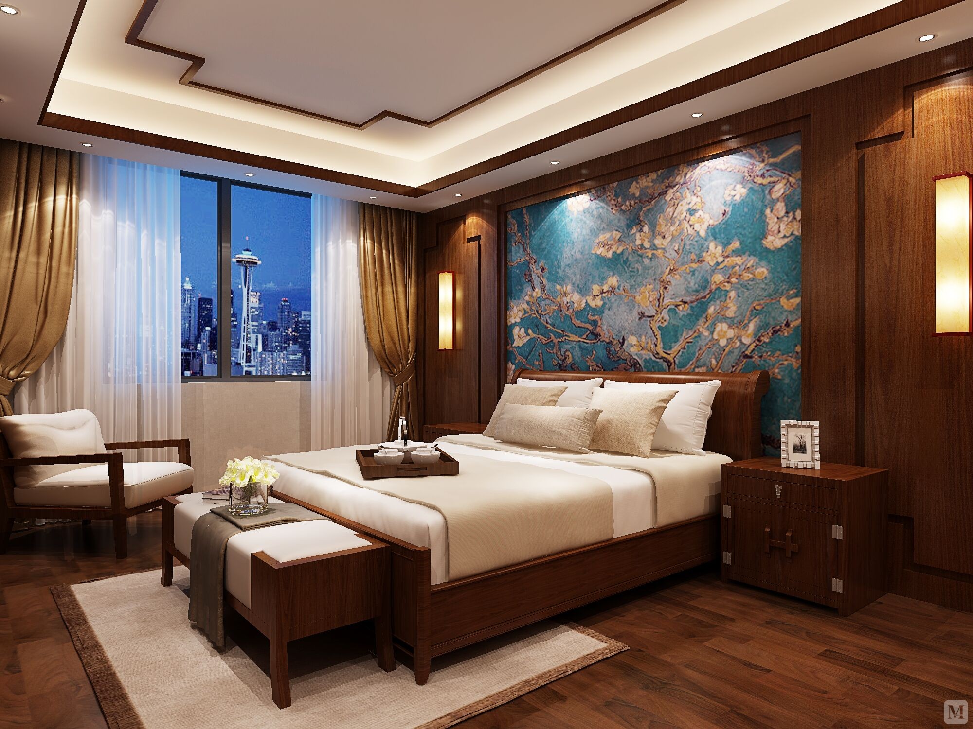 24.8万120㎡中式三房装修华润中央公园新中式-红星美凯龙家装效果图