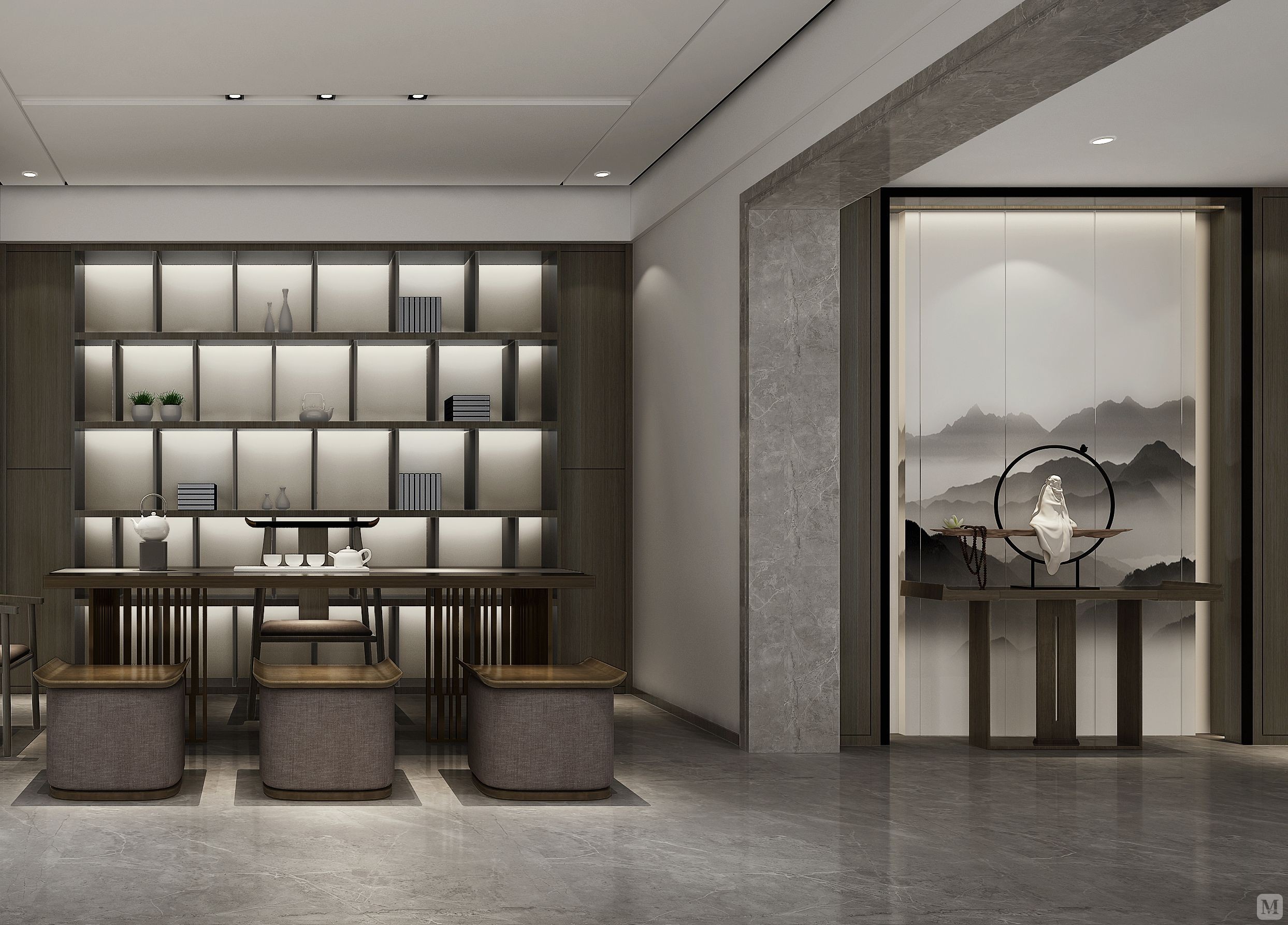 中式书房书柜装修效果图