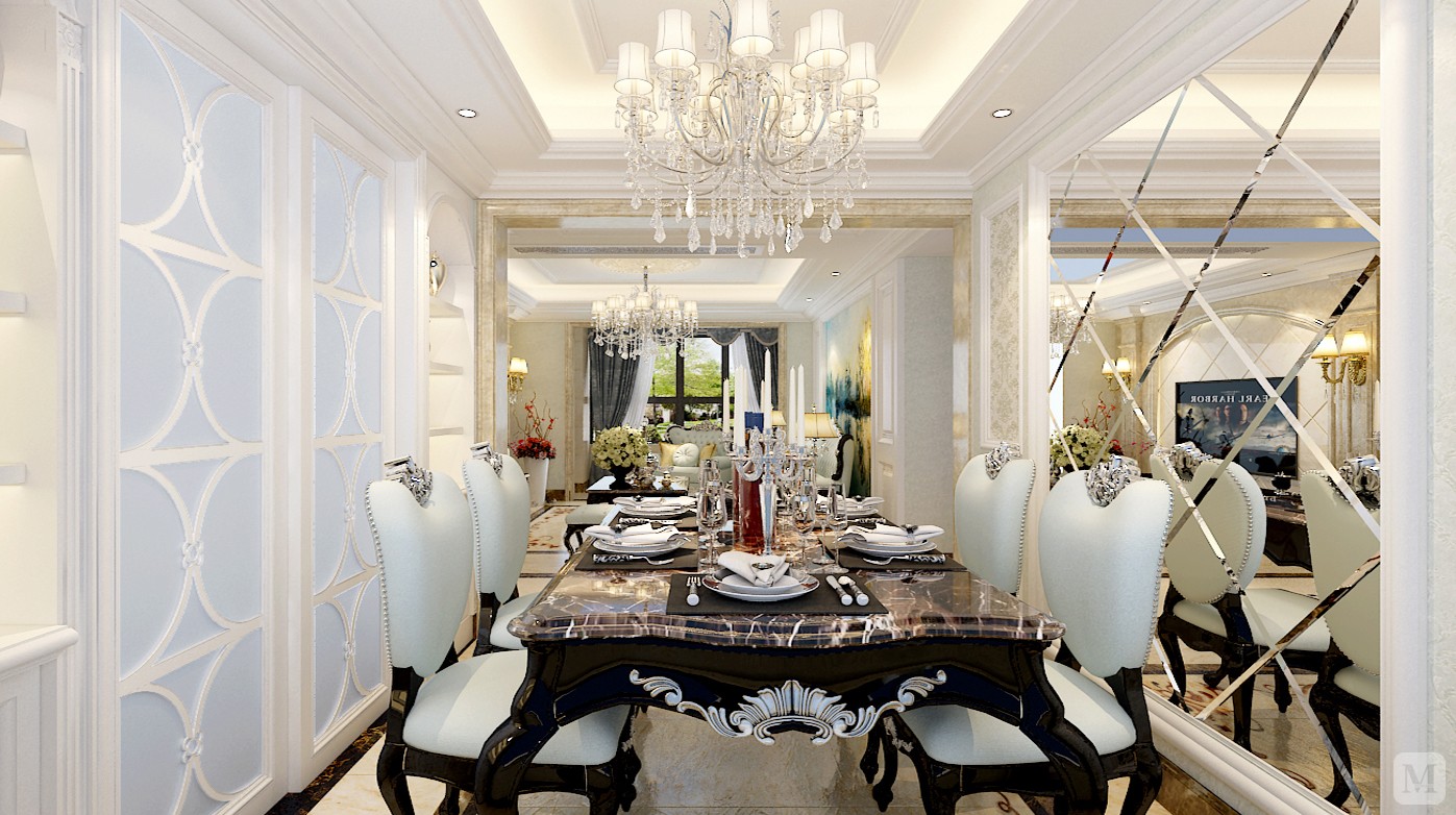 简欧餐厅背景墙装修效果图