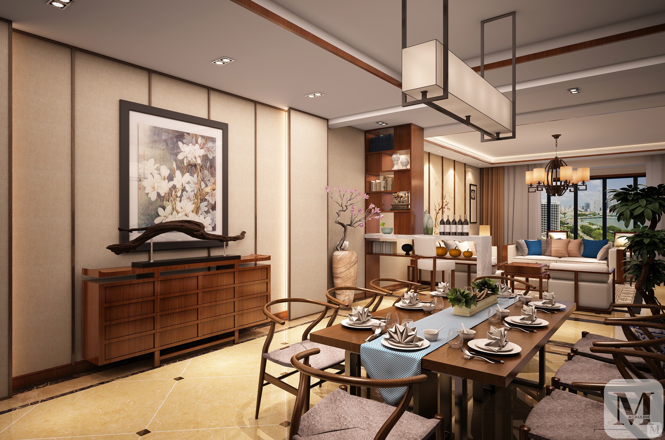 0万121㎡中式三房装修开元新中式