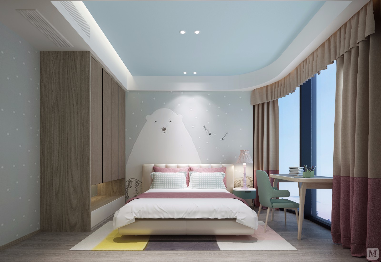 简约儿童房吊顶装修效果图