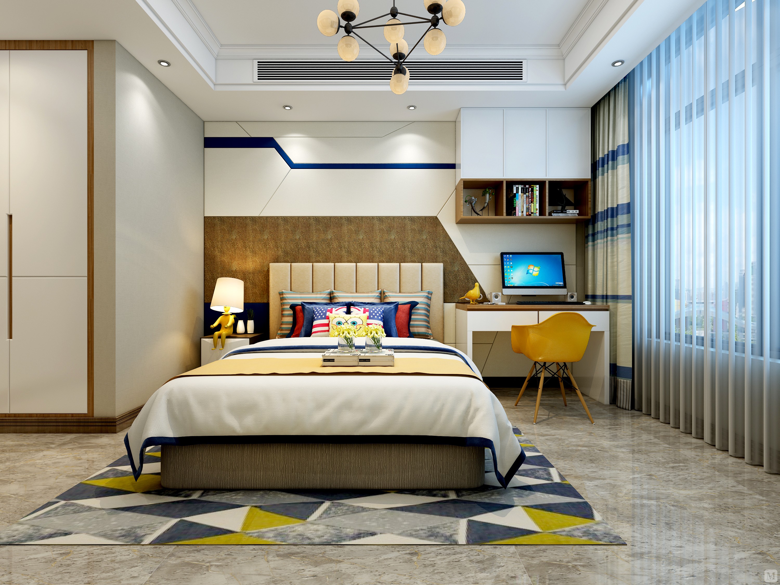 中式儿童房吊顶装修效果图