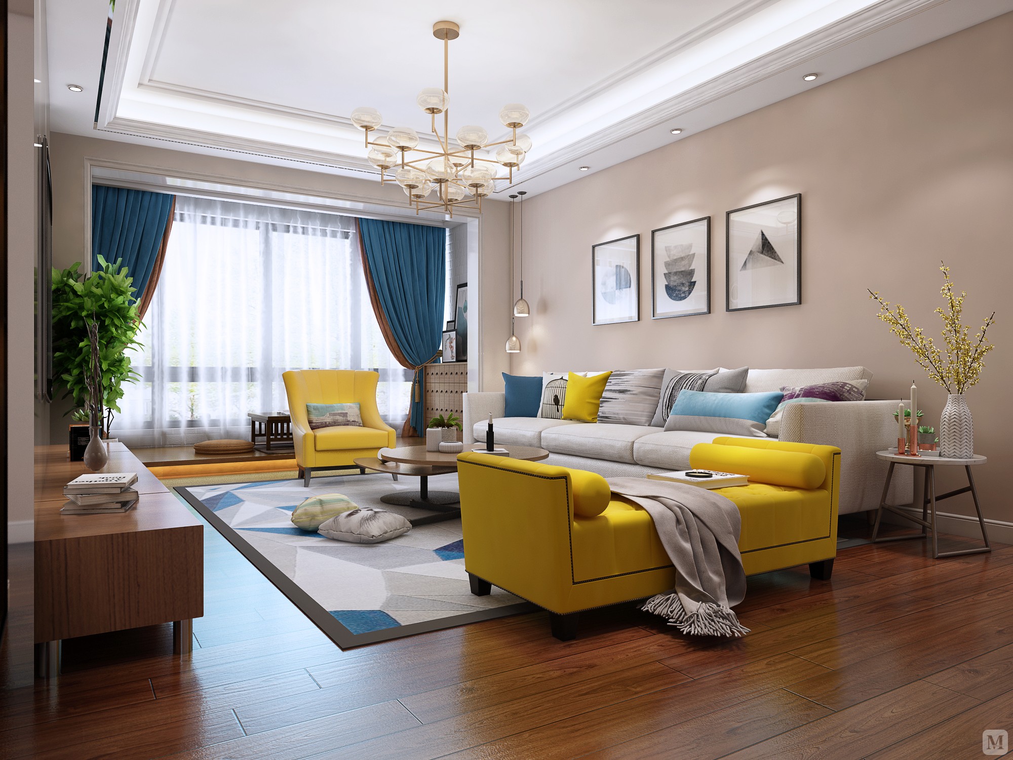 白色的沙发,橱柜等家具更加时尚,具有美观与舒适并存的享受